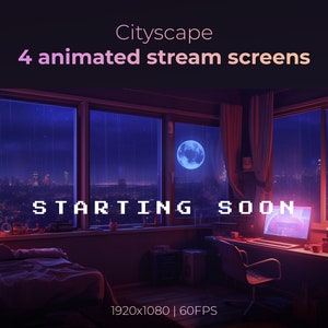 4 Stromschirme | Lofi Stromschirme | Animierter Hintergrund | Vtuber Hintergrund | Cosy Twitch Overlay Regen | Bald starten Bildschirm | OBS