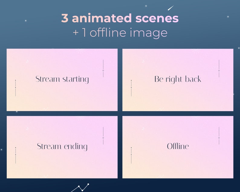 Cotton Candy Twitch Pack Animated Overlay Minimal Twitch Overlay