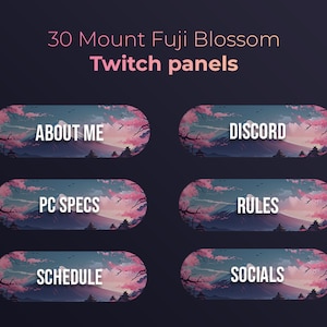 30 Twitch Panels Cute Mount Fuji Background, Pink Cherry Blossoms, Twitch Panels Pink , Twitch panels Pastel, Stream Pack Lofi , Mountain