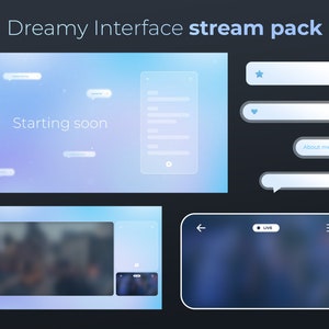 Twitch Package Blue, Stream Screens, Dreamy Stream Pack Blue, Animated Overlays, Twitch Panels, Alerts, Webcam Border, Stinger Transition