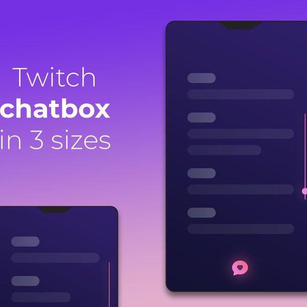Twitch Chatbox Minimal, Simple Dark Purple Chat Box for Streamers and Content Creators, Aesthetic Chat Overlay, Comes in 3 Sizes