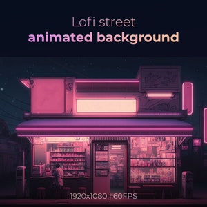 Animierter Hintergrund, Lofi Street Animierter virtueller Hintergrund, Vtuber Hintergrund, Stream Hintergrund, Twitch Hintergrund, Dark Night Overlay