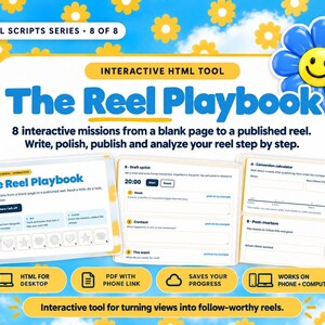 Instagram Reels Playbook: Interactive Script Writing Tool, HTML + Desktop and Mobile Access