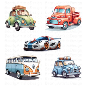 Cute And Cool Cartoon Cars Clipart Set, Cars Trucks PNG Clip Art