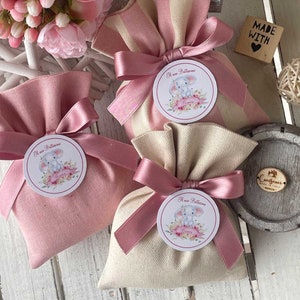 Sacchetto Sartoriale Rosa e Panna con Tag Personalizzato