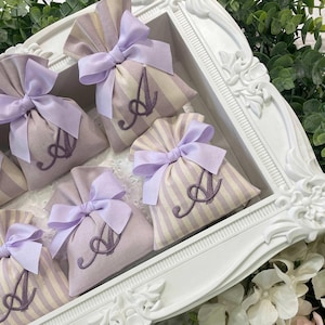 Sacchetto Sartoriale Provenza e Panna con Ricamo Iniziale