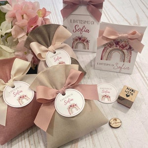 Gepersonaliseerde confetti houder roze regenboogbloemen