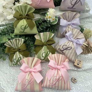 Pastel Color Tailored Bag with Initial Embroidery