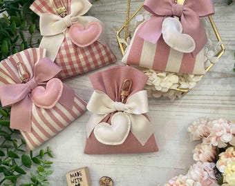 Sac à main rose antique sur mesure avec porte-clés en forme de cœur