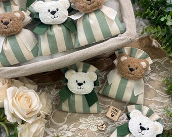 Sac à main rose poudré sur mesure avec ours en peluche magnétique en tissu