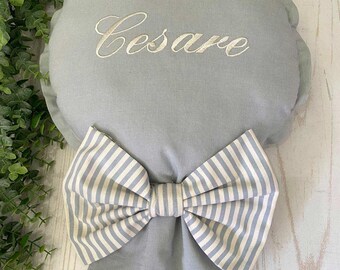 Cloud Balloon Birth Bow with Personalized Embroidery