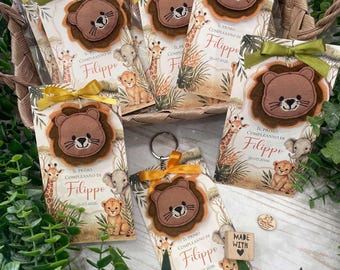 Little Lion Keychain in Felt with Personalized Card