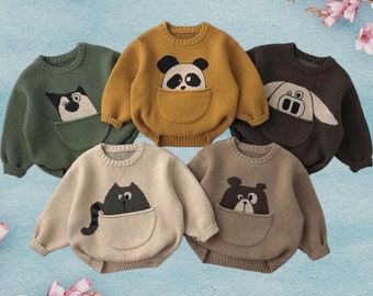 Cute Toddler Animal Jumpers, Cosy Kids Animal Jumpers, Kids Jumpers, Kids Cotton Animal Jumper, 1-7 Year old Jumper, Unique Kids Jumper