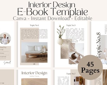EBook Interior Design Template Canva Editable EBook Template Course Creator Coaching E-book Minimalist Online Course For Interior Designers