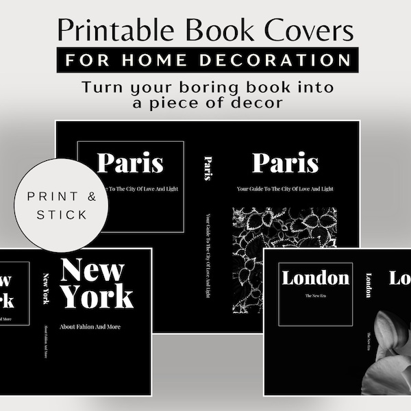 Decorative Fake Book Cover Template Faux Coffee Table Books Printable Fashion Digital Book Cover Home Decor Books Set Book Cover for Journal