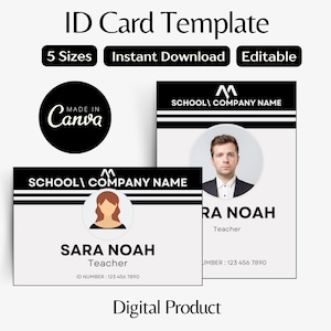 ID Badge Template - ID Card Editable Template - Work Name Tag - Customizable Office Badge - Identity Digital Card -Employee Information Tag