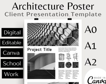 Architecture Poster Presentation Template Architecture Drawings Board Editable Template Interior Design Clients Canva Presentation Design A0