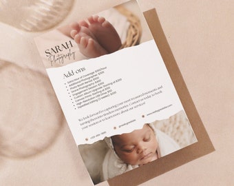 Newborn Photography Pricing Guide Template Photographer Flyer Canva Editable Brochure baby Photography Packages List Photography contract