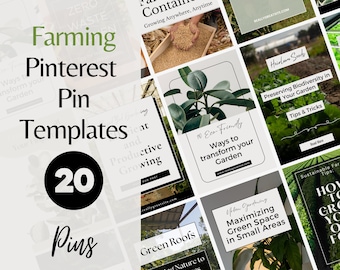 Pinterest Pins For Farming - Gardening Social Media Pins - Greenery Pinterest Templates - Harvesting Blog Pin - Agriculture Content Creator