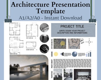 Architecture Presentation Template Architecture Project Board Editable Template Digital Sheets Interior Design Clients Presentation Layout