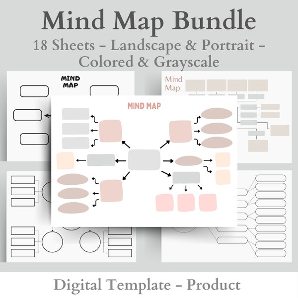 Mind Map Template Printable Mind Map Planner Brainstorm Diagrams Study Planners Notes Taking Printable Ideas Organizing Study Template PDF