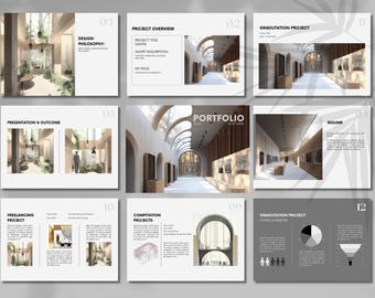 Architecture Portfolio Template, Architect Template Canva, Interior Design Editable Portfolio, Architect CV, Architecture Presentation
