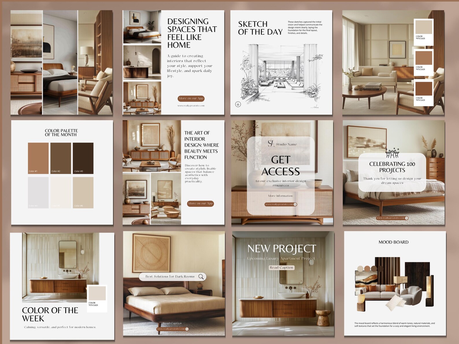 Interior Design Instagram Post Template: Canva Social Media Marketing ...