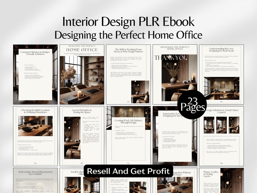 Interior Design Ebook, PLR Canva E-book, Home Office Ebook, Interior ...