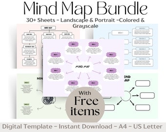 Mind Map Template Printable Mind Map Planner Brainstorm Diagrams Study Planners Notes Taking Printable Ideas Organizing Study Template PDF