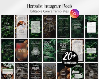 Herbalist Instagram Reels Template, Herbal Instagram Marketing, Wellness Reel Template, Herbal Medicine Video Reels Canva, Healing Clips