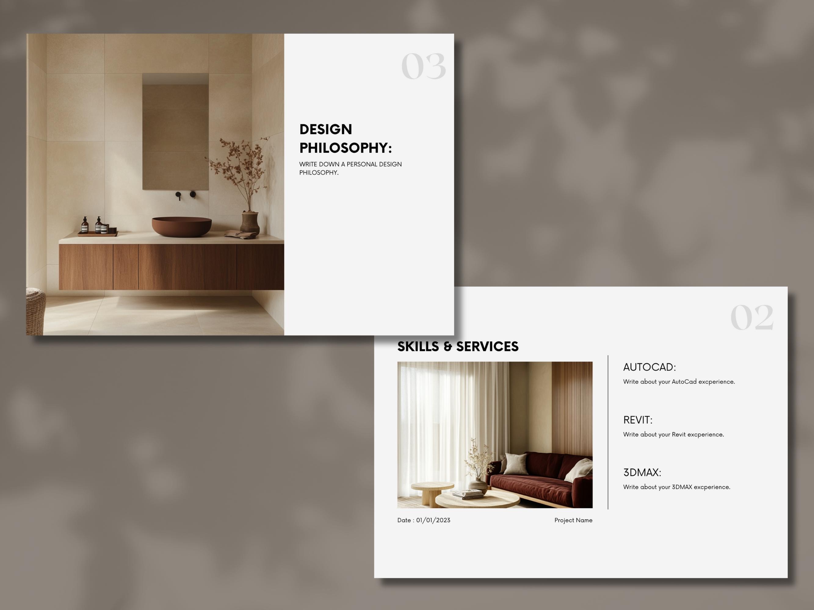Interior Design Portfolio Template, Minimalist Interior Design Template ...