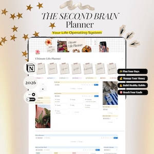 Second Brain Notion Ultimate Life Planner All-in-One Planner Notion Goal Tracker Dashboard Finance, Wellness, Habits & Productivity