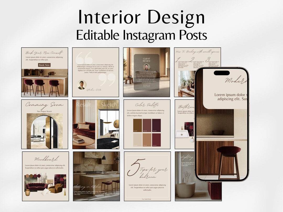 Interior Design Social Media Template, Pre-made Interior Designer ...