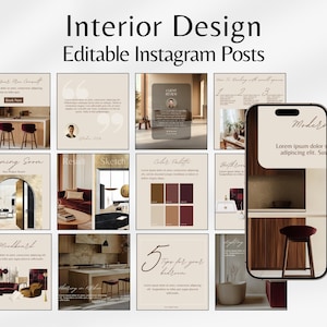 Interior Design Social Media Template, Pre-made Interior Designer Instagram Post Template, Interior Design Branding, Instagram Marketing