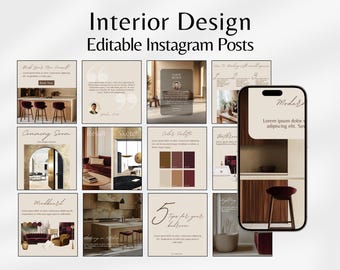 Interior Design Social Media Template, Pre-made Interior Designer Instagram Post Template, Interior Design Branding, Instagram Marketing
