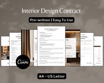 Interior Designer Client Contract, Interior Design Service Agreement, Interior Design Template, Invoice Form, Interior Service Agreement