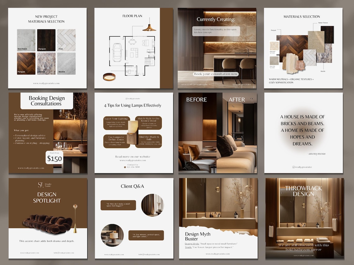 Interior Design Instagram Post Template, Home Decor Social Media ...