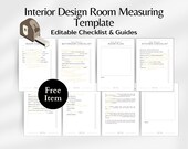 Interior Design Site Measure List, Room Measurement Tracker, Interior Design Room By Room Template, Home Dimension Info Guide Canva Template