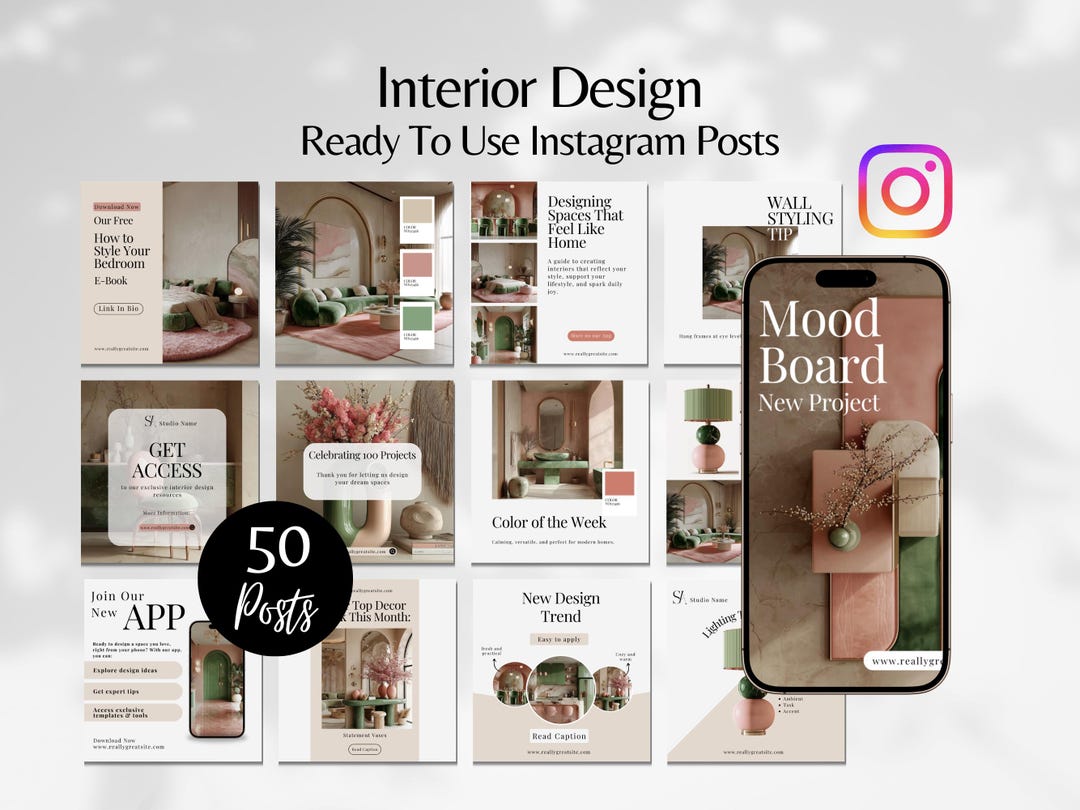 Luxury Interior Design Instagram Template, Editable Canva Social Media ...
