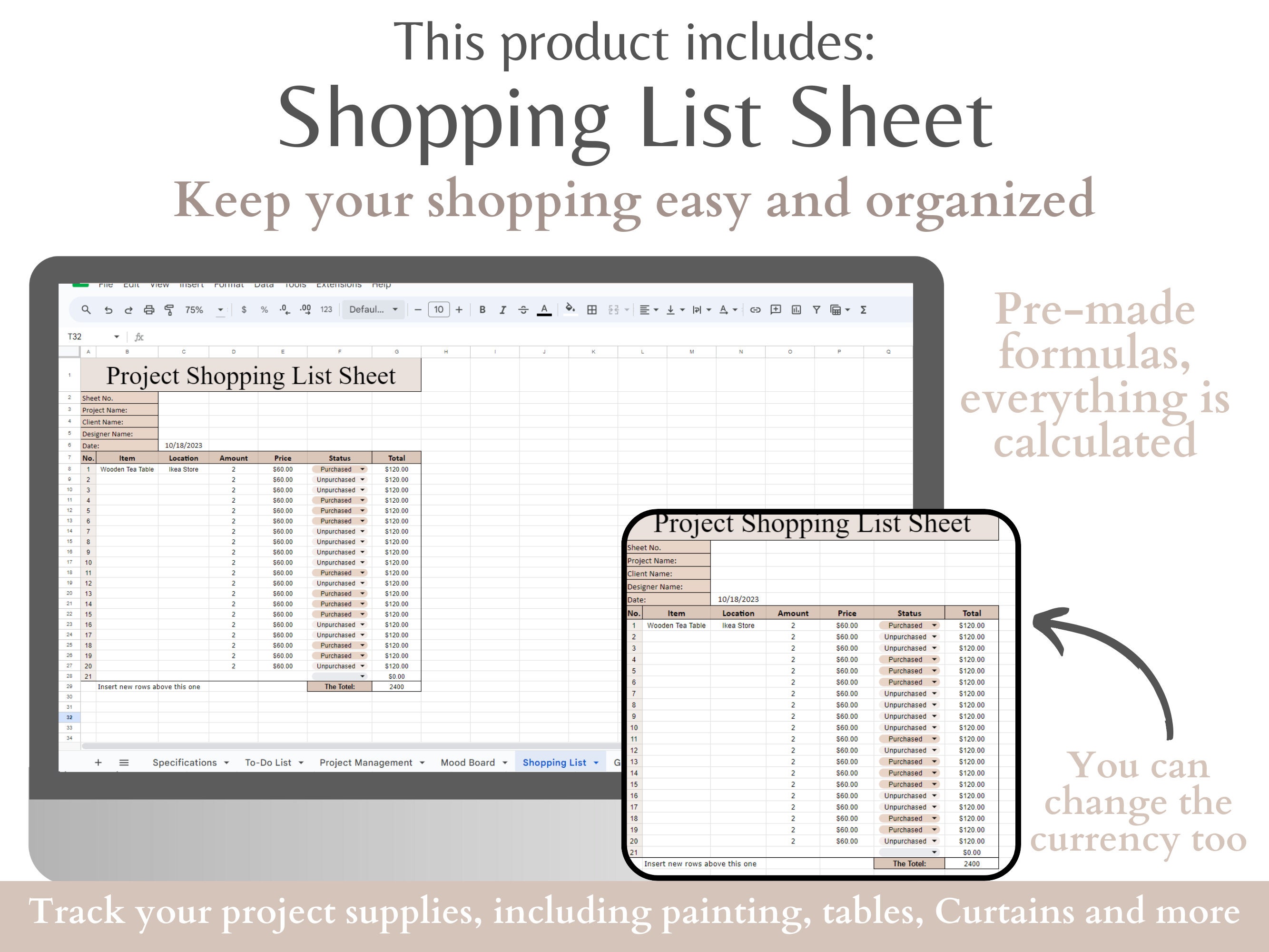 Interior Design Specifications Template FFE Interior Designer Project ...