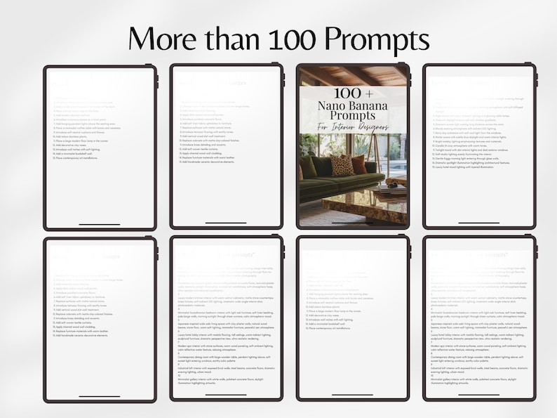 Nano Banana Prompts For Interior Designers, Interior Design AI Prompts, Rendering AI Prompts, Home Decor Templates PDF, Prompts For Interior image 2