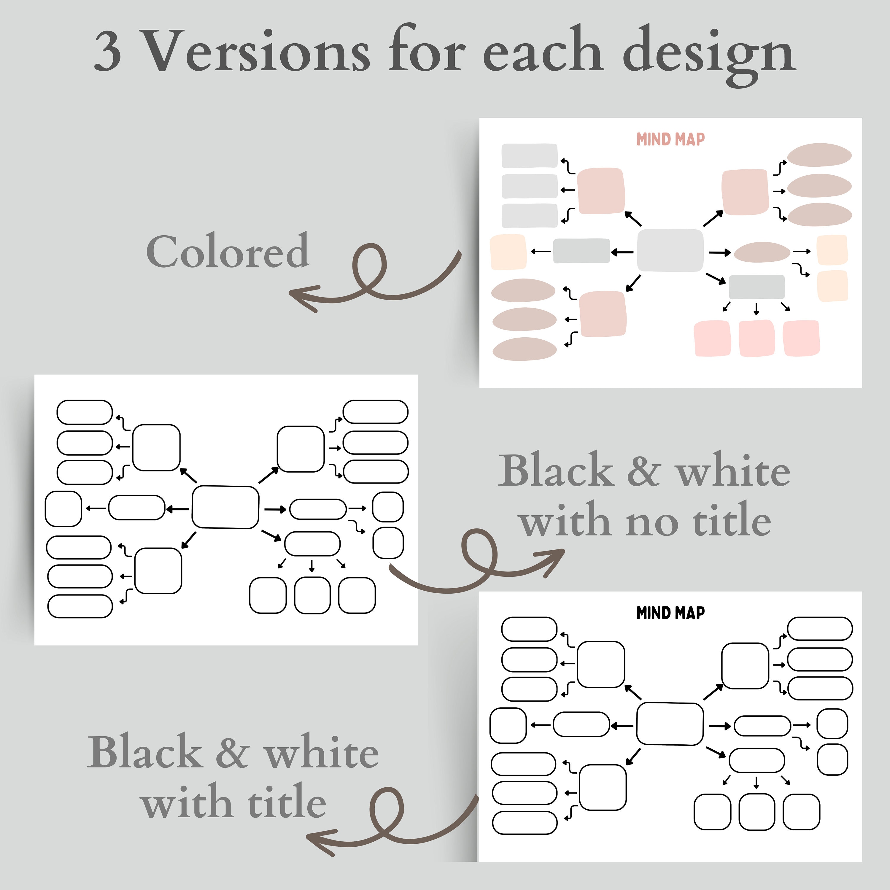 Mind Map Template Printable Mind Map Planner Brainstorm Diagrams Study ...