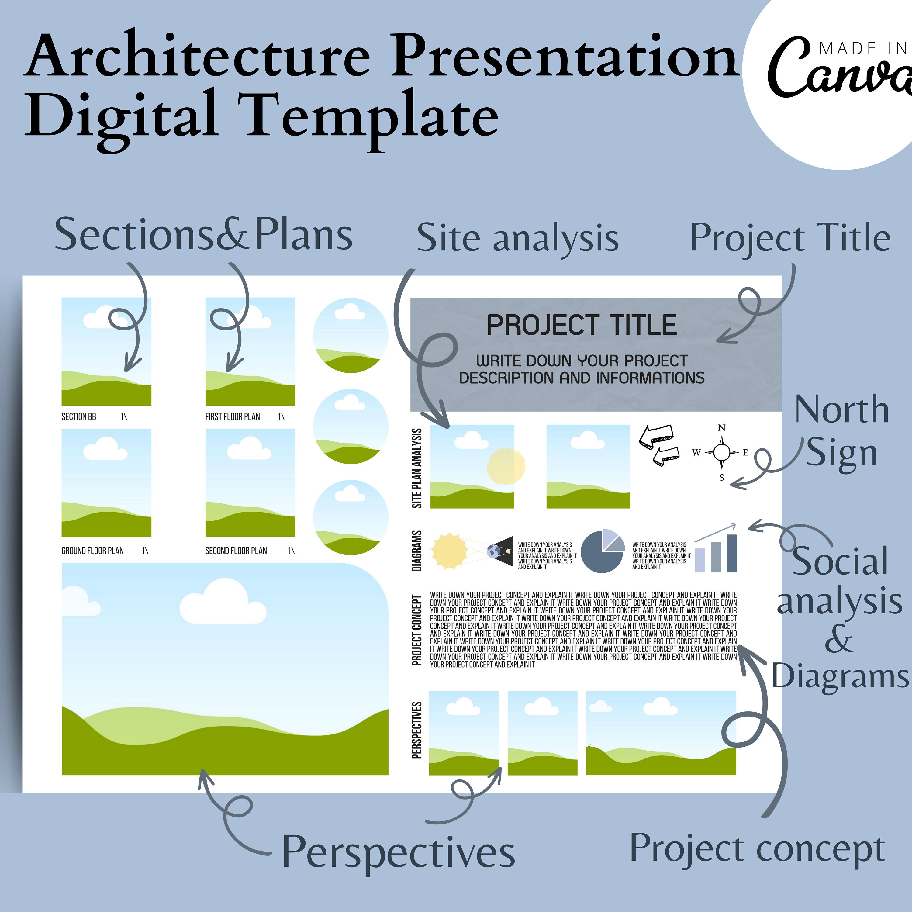Architecture presentation template architecture project poster editable