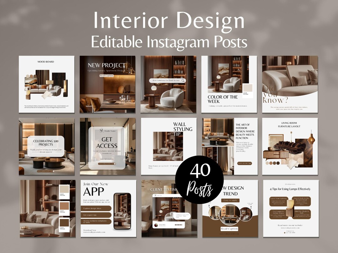 Interior Design Instagram Post Template, Home Decor Social Media ...