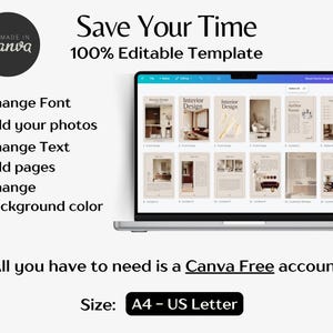 Interior Design Ebook Template Canva Editable Ebook Template Home Decor ...