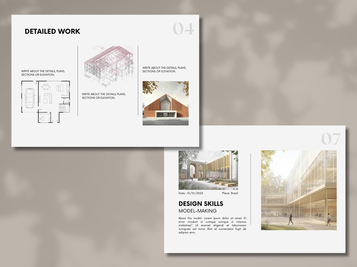 Architektur Portfolio Vorlage, Minimalistische Innenarchitektur Canva ...