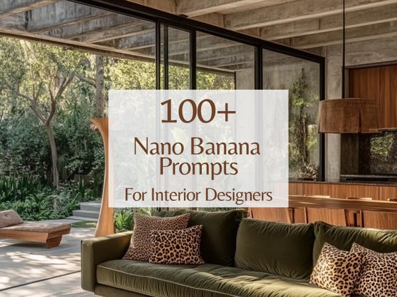 Nano Banana Prompts For Interior Designers, Interior Design AI Prompts, Rendering AI Prompts, Home Decor Templates PDF, Prompts For Interior
