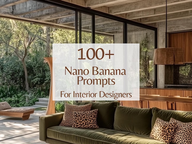 Nano Banana Prompts For Interior Designers, Interior Design AI Prompts, Rendering AI Prompts, Home Decor Templates PDF, Prompts For Interior image 1