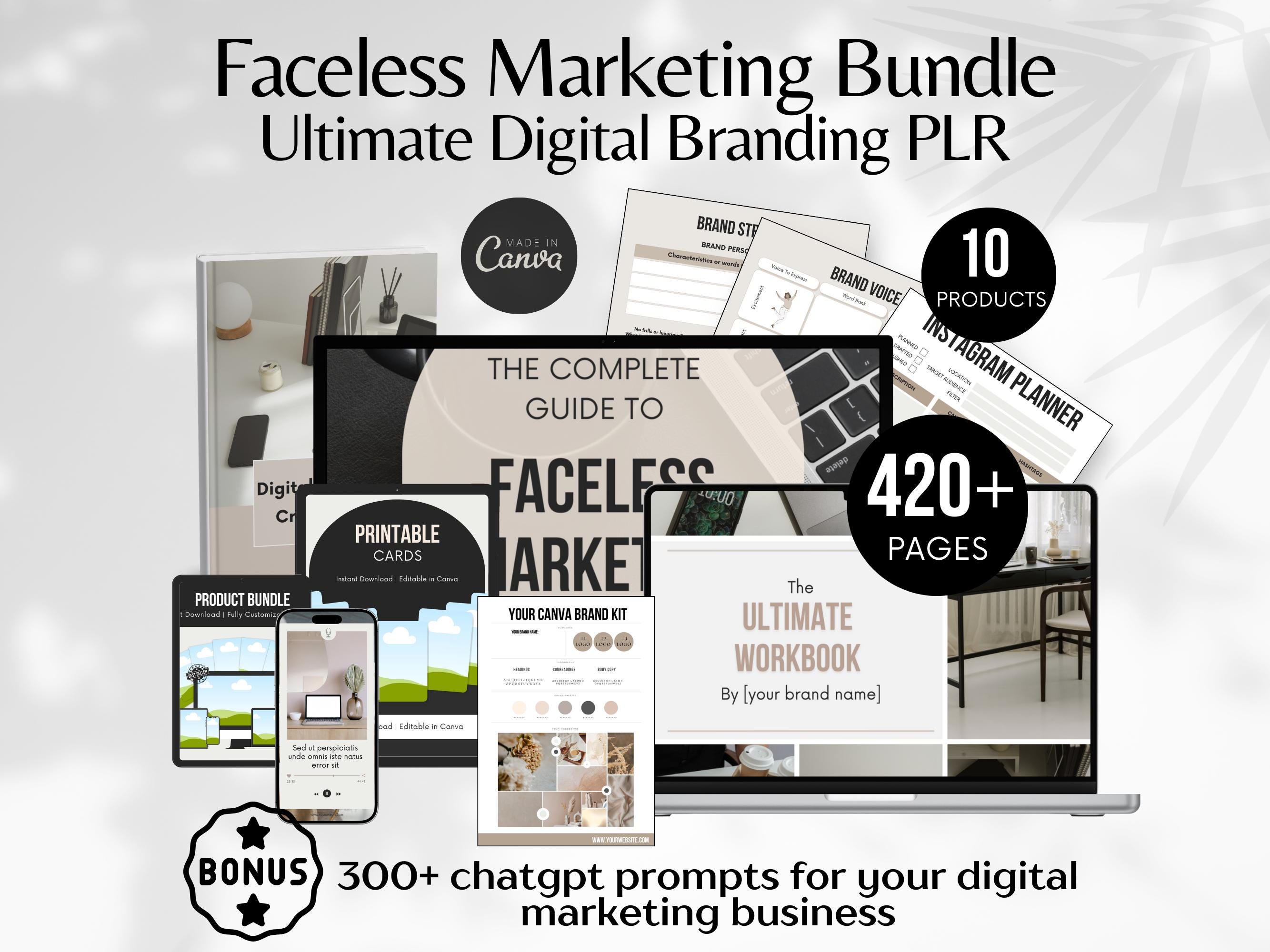 Faceless Marketing Canva Bundle: Business Toolkit, Branding Guide (Digital Download)