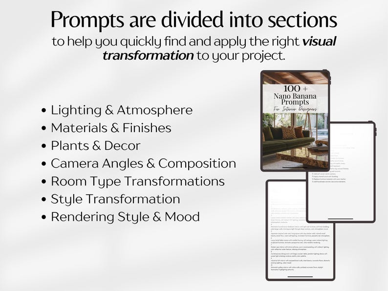 Nano Banana Prompts For Interior Designers, Interior Design AI Prompts, Rendering AI Prompts, Home Decor Templates PDF, Prompts For Interior image 4